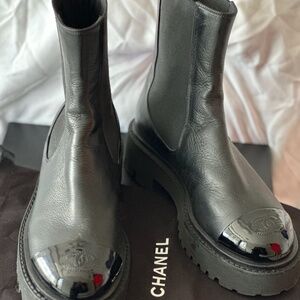 Chanel Bad Boy Calfskin & Patent Combat Ankle Boots